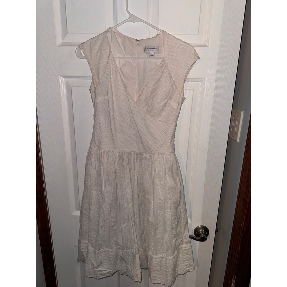 Isaac Mizrahi Women's White Knee-Length Short Sleeve‎ Dress